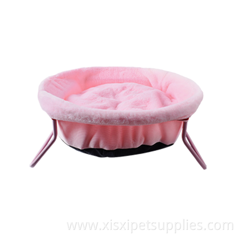 Portable Luxury Elevated Metal Framed Comfort plush Pet cat Bed wholesale
